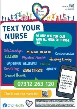 Text your nurse poster. 07312 263 120